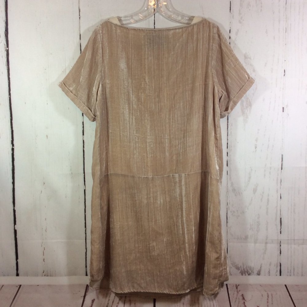 Anthropologie Floreat Crushed Champagne Velvet Shift Mini Dress Pockets Size S - Picture 12 of 16